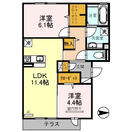 ボヌール（高安町南5丁目） 間取り
