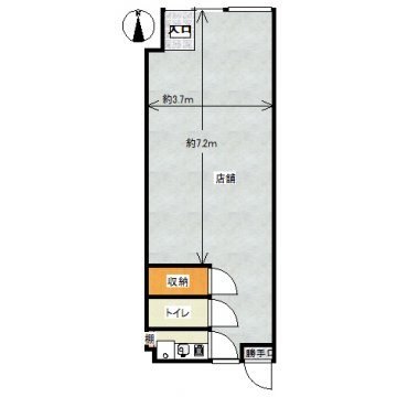 貸店舗・事務所　八尾市 山本町南１丁目　広さ約１４坪　路面店　上田ビル 間取り