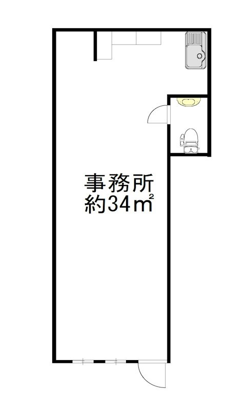 貸店舗・事務所　八尾市 中田３丁目　路面店　広さ約１０坪　辻ビル 間取り
