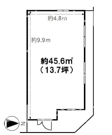 貸店舗・事務所　八尾市 山本町１丁目　広さ約１３坪　路面店 間取り