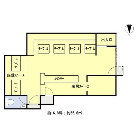 貸店舗・事務所　東大阪市 足代新町　広さ約１７坪　お好み焼き屋跡　重飲食相談　ロータリープロピオ 間取り
