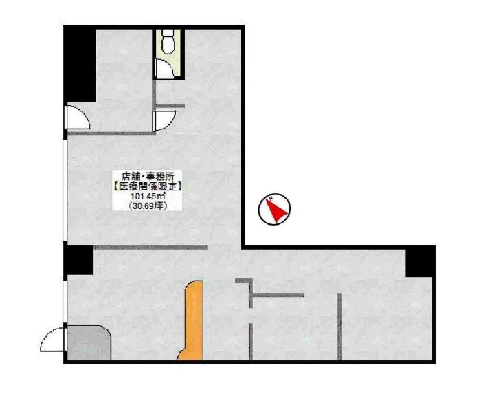 貸店舗・事務所　八尾市 若林町１丁目　広さ約３０坪　※医療関係限定　八尾南前ビル クロスティ壱番館 間取り