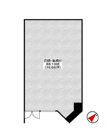 貸店舗・事務所　八尾市 若林町１丁目　広さ約２６坪　路面店　八尾南前ビル クロスティ壱番館 間取り