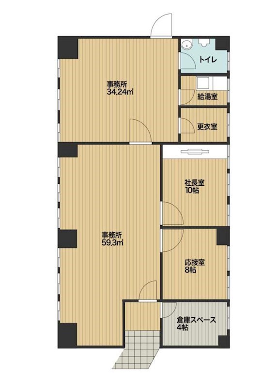 貸店舗・事務所　柏原市 片山町　広さ約３９坪　ワンフロア貸し 間取り