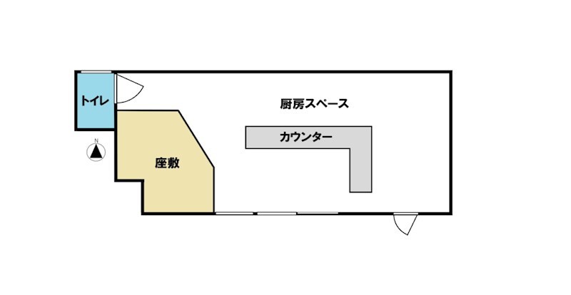貸店舗・事務所　八尾市　山本町１丁目　広さ約９坪　飲食店跡　路面店　※重飲食可 間取り