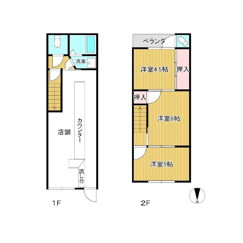 貸店舗・事務所　八尾市　東山本新町８丁目　広さ延べ約１９坪　カラオケ喫茶店　※居抜き 間取り
