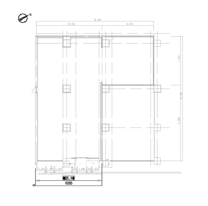 貸店舗・事務所　八尾市 北本町２丁目　広さ約８０坪　角区画　近鉄八尾駅高架下 間取り