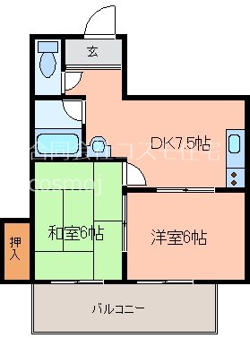 貸店舗・事務所　柏原市　法善寺３丁目　広さ約１２坪　EV付き　広光ハイツ 間取り
