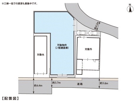 貸倉庫・作業所　八尾市 桂町６丁目　広さ延べ約１４０坪　駐車スペース　リフト付き 間取り