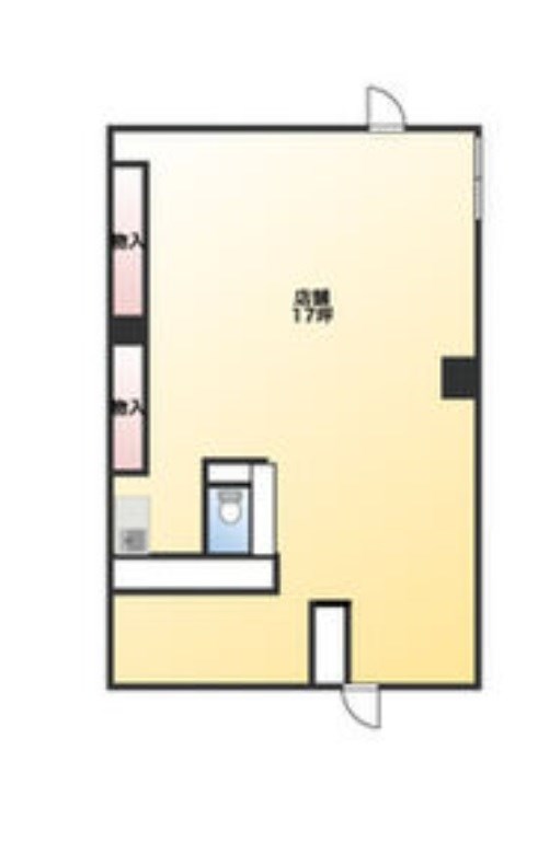 貸店舗・事務所　八尾市 明美町２丁目 　広さ約１７坪　路面店　コンソートONE 間取り