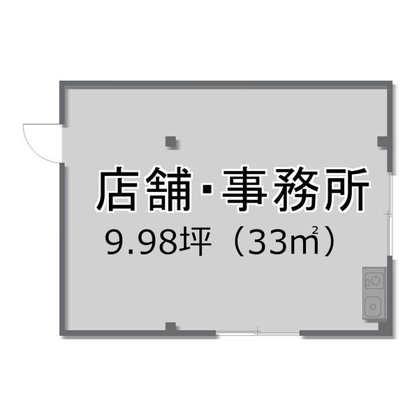 貸店舗・事務所　八尾市 東本町３丁目　※飲食不可　流し台・エアコン・トイレ新設　松岡ビル（旧木村ビル） 間取り