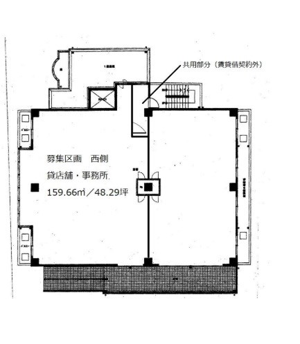 貸店舗・事務所　東大阪市 荒本北２丁目　広さ約４８坪　パトラ・Y 間取り