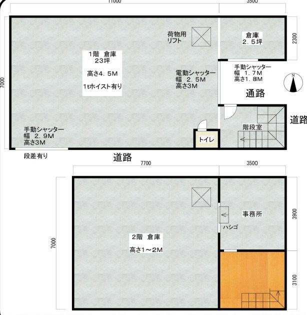 貸工場・倉庫　東大阪市 柏田西３丁目　広さ延べ約５３坪　準工業地域 間取り