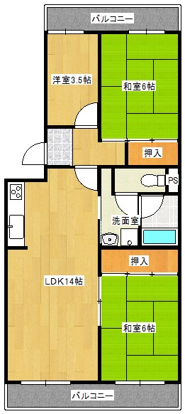 コープ野村恩智B棟  間取り