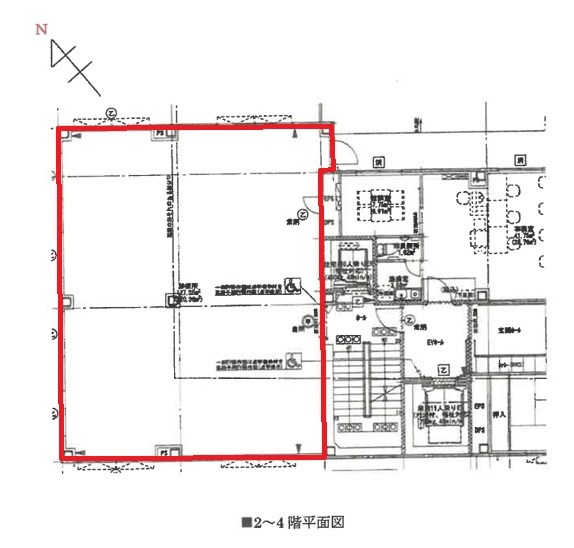 貸店舗・事務所　大阪市 平野区平野北２丁目　広さ約３８坪　EV付　クリニック向き　オオクラ医療複合ビル 間取り