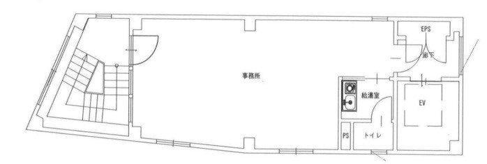 貸店舗・事務所　平野区本町5丁目　広さ約10坪　EVあり　トイレあり　ワンフロア貸し　 間取り