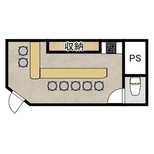 貸店舗・事務所　大阪市 平野区加美北１丁目　広さ約６坪　スナック跡　路面店　角区画　フローララポルテ 間取り