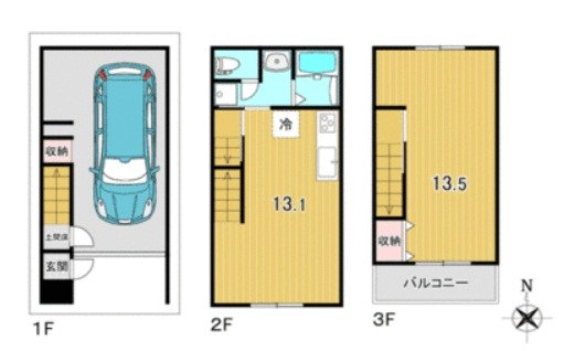 貸店舗・事務所　大阪市　平野区加美東1丁目　【新築】　広さ延べ約２５坪　トイレあり　平野加美ガレージハウス 間取り
