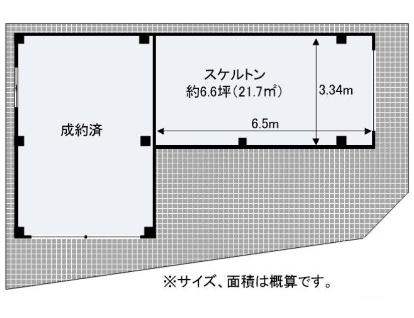 貸店舗・事務所　東大阪市 永和３丁目　広さ約６坪　軽飲食可　アミチェ永和 間取り