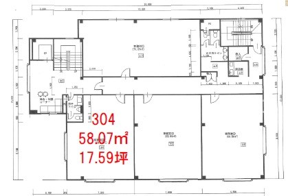 貸店舗・事務所　東大阪市 長栄寺　広さ約１７坪　EVあり　北西角　ツナガルビル 間取り