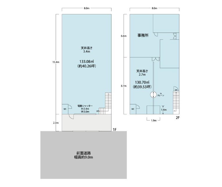 貸工場・倉庫　東大阪市 長田東４丁目　広さ延べ約７９坪　商業地域 間取り