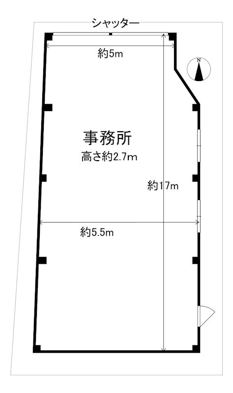 貸店舗・事務所　八尾市 山本町南１丁目　広さ約３０坪　路面店　山本南商店街内 間取り