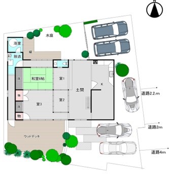 貸店舗・事務所　東大阪市 新庄１丁目　広さ約３３坪　第一種住居地域　駐車スペース５台　新庄１丁目店舗・事務所 間取り