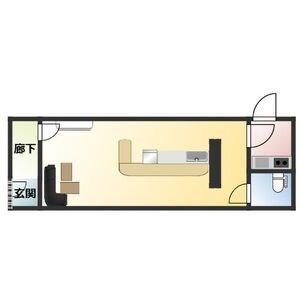 貸店舗・事務所　八尾市 中田２丁目　広さ約９坪　角部屋　中田2丁目住居付店舗 間取り