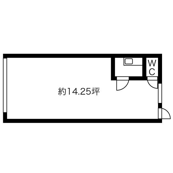 貸店舗・事務所　大阪市平野区 喜連２丁目　広さ約１４坪　トイレあり　エアコンあり　喜連共同ビル 間取り