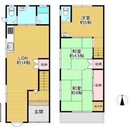 貸店舗・事務所　東大阪市 西堤学園町２丁目　広さ延べ約２０坪 間取り