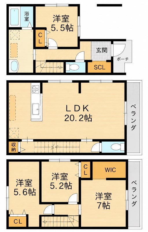 八尾市小畑町１丁目 新築戸建て 間取り