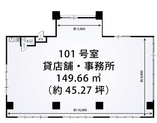 貸店舗・事務所　東大阪市 長田中１丁目　広さ約４５坪　トイレあり　商業地域　メゾン長田 間取り