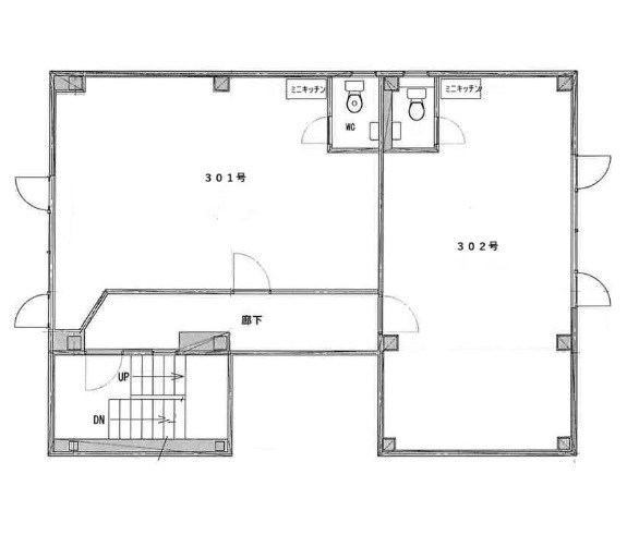 貸店舗・事務所　東大阪市 菱屋西3丁目　広さ約１１坪　トイレあり　コア・ファーストビル 間取り