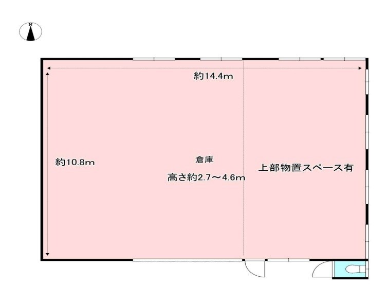 貸倉庫　八尾市 西山本町１丁目　広さ約４７坪　トイレ有　第一種中高層住居専用地域 間取り