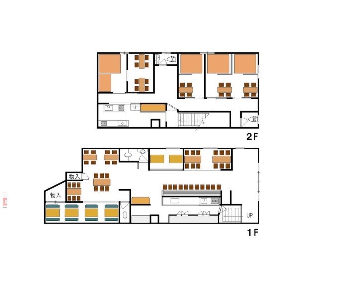 貸店舗・事務所　大阪市 平野区 平野北１丁目　広さ延べ約７８坪　飲食店居抜き店舗 間取り