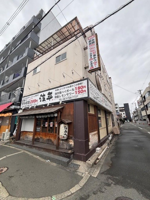 貸店舗・事務所　大阪市 平野区 平野北１丁目　広さ延べ約７８坪　飲食店居抜き店舗 外観