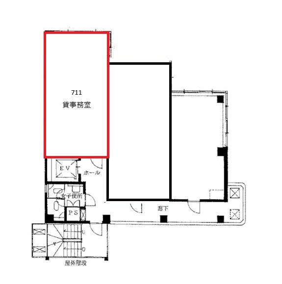 貸事務所　八尾市 東本町３丁目　広さ約１４坪　EVあり　トイレあり　リバティ八尾 間取り