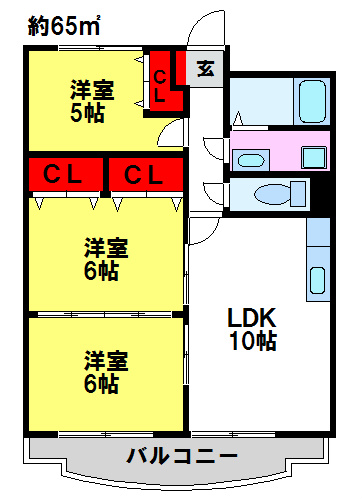 グラース蔵上参番館 201号室 間取り