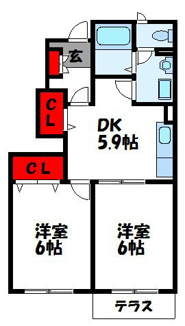 ヴィラージュK　A棟 102号室 間取り