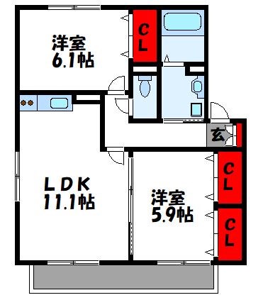 オレンジヒルⅡ 202号室 間取り