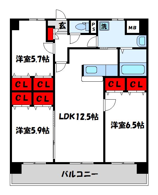 メルヴェーユ 402号室 間取り
