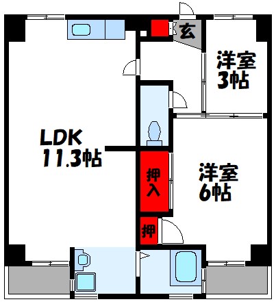 ビレッジハウス古賀5号棟 401号室 間取り