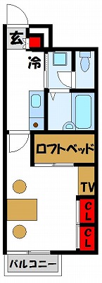 レオパレス若木台 103号室 間取り