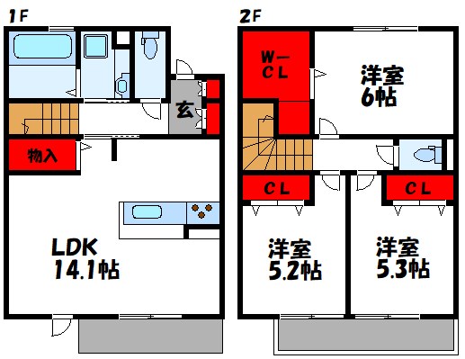 D-room古賀駅東 102号室 間取り