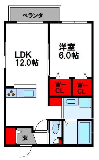 サンシャイン天神　東棟 201号室 間取り