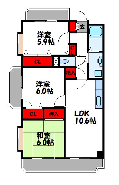 コンフォート香椎東 間取り図