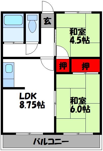 第5みどりコーポ 505号室 間取り