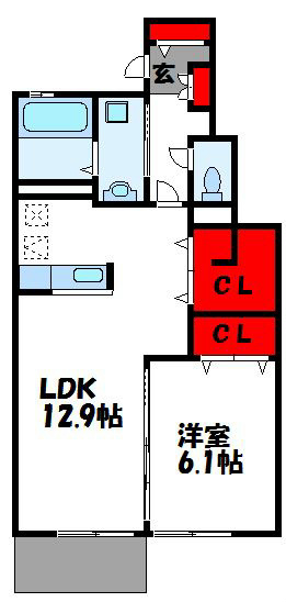 フレールⅠ号館 102号室 間取り