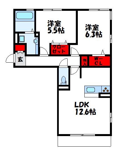 D-roomケヤキ通り　B棟 間取り