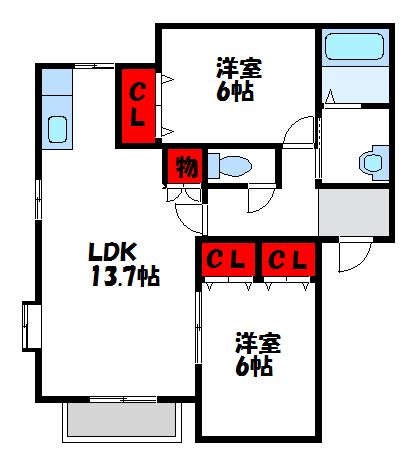ピュアハイツⅡ　A棟 間取り